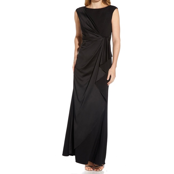SOLD Adrianna Papell Satin Crepe Draped Gown - Picture 1 of 1